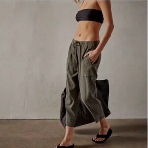 James Perse Surplus Utility Cropped Linen Blend Pant Fatigue Green Size 1 Small
